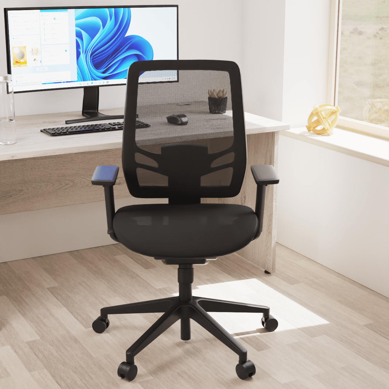 Ergo Twist High Mesh Back Task Operator Office Chair - Adjustable Arms, Lumbar Support & Headrest, 135kg Capacity, 8hr Usage - Flat Packed