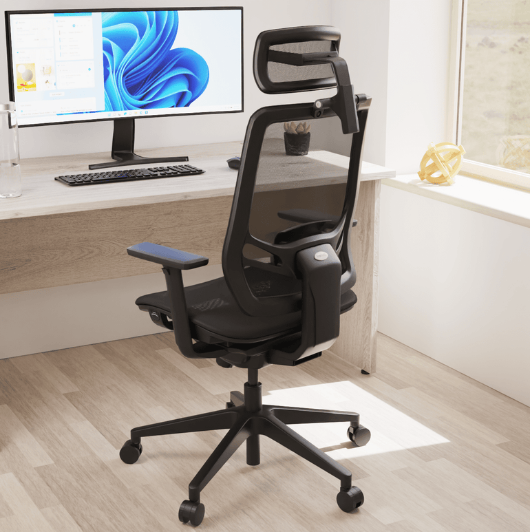 Ergo Twist High Mesh Back Task Operator Office Chair - Adjustable Arms, Lumbar Support & Headrest, 135kg Capacity, 8hr Usage - Flat Packed