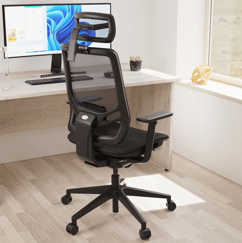 Ergo Twist High Mesh Back Task Operator Office Chair - Adjustable Arms, Lumbar Support & Headrest, 135kg Capacity, 8hr Usage - Flat Packed