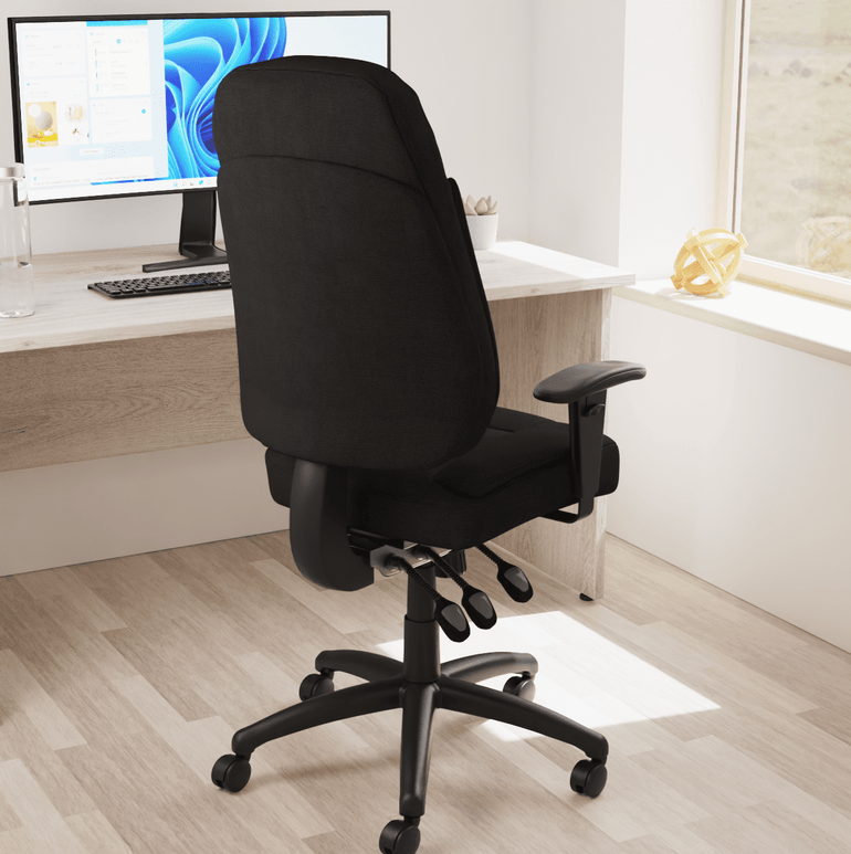 Galaxy Medium Back Task Operator Office Chair - Adjustable Arms, Fabric & Bonded Leather, 125kg Capacity, 8hr Usage, 2yr Guarantee