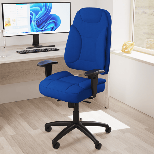 Galaxy Medium Back Task Operator Office Chair - Adjustable Arms, Fabric & Bonded Leather, 125kg Capacity, 8hr Usage, 2yr Guarantee