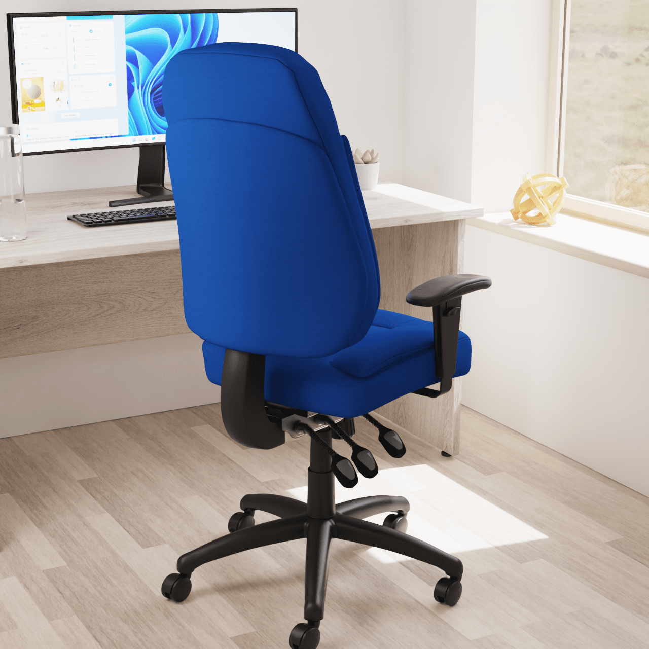 Galaxy Medium Back Task Operator Office Chair - Adjustable Arms, Fabric & Bonded Leather, 125kg Capacity, 8hr Usage, 2yr Guarantee