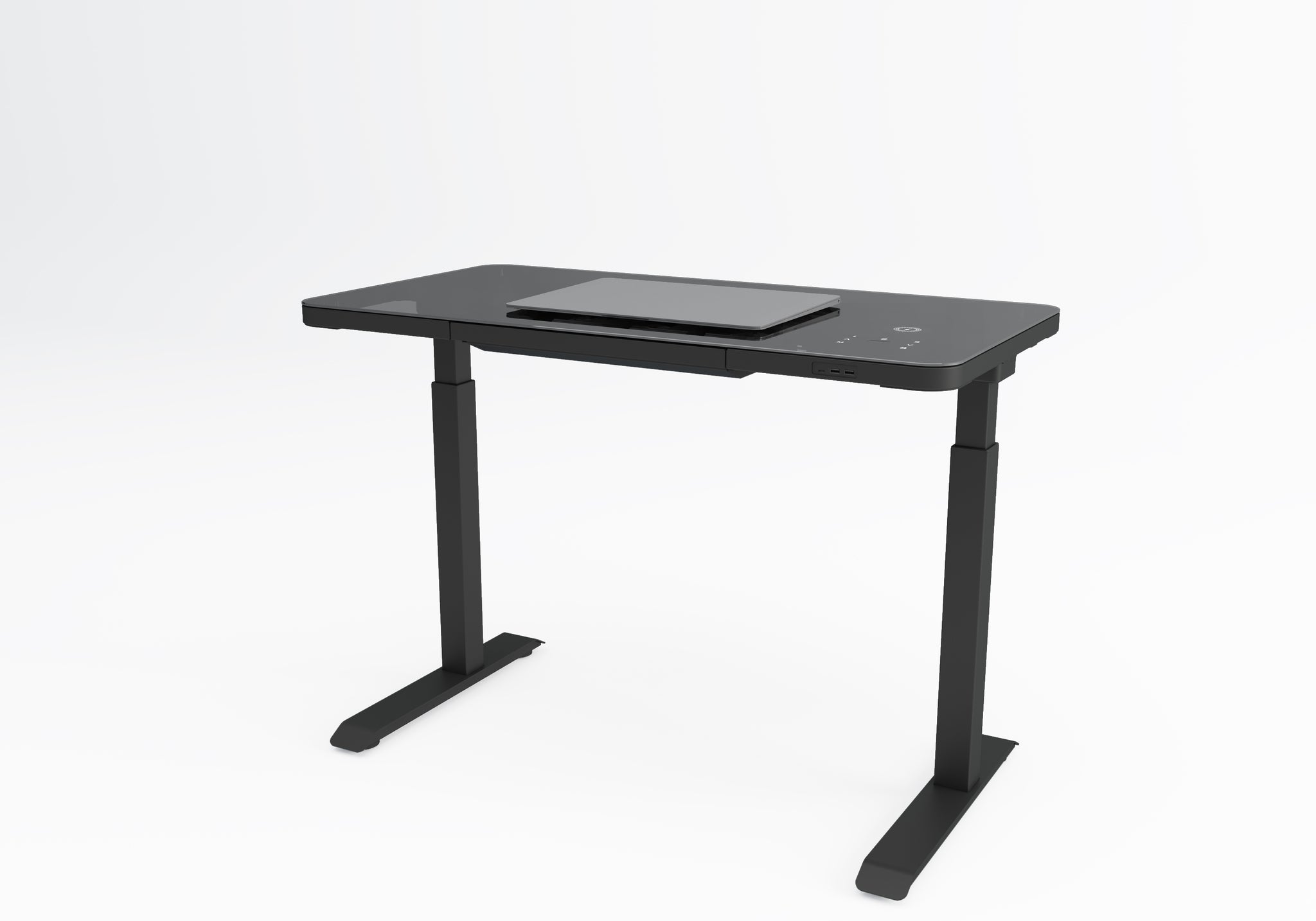 UltraFlex Black Smart Electric Height Adjustable Desk with Black Glass Top with Wireless Charging