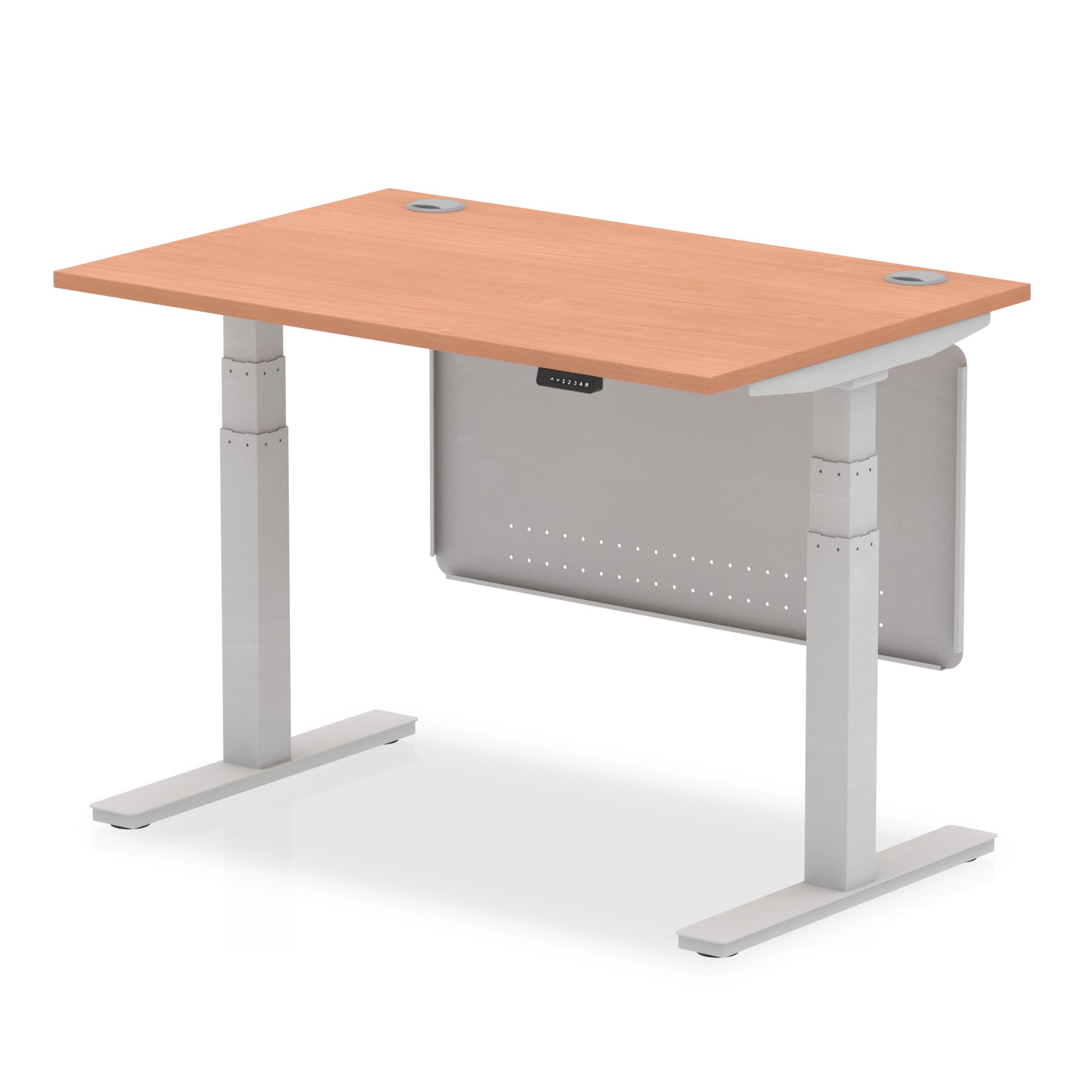 Air Height Adjustable Desk with Cable Ports & Steel Modesty Panel, 1200–1800mm, Multiple Top & Frame Colours, Durable MFC, Self Assembly, 10yr Warranty