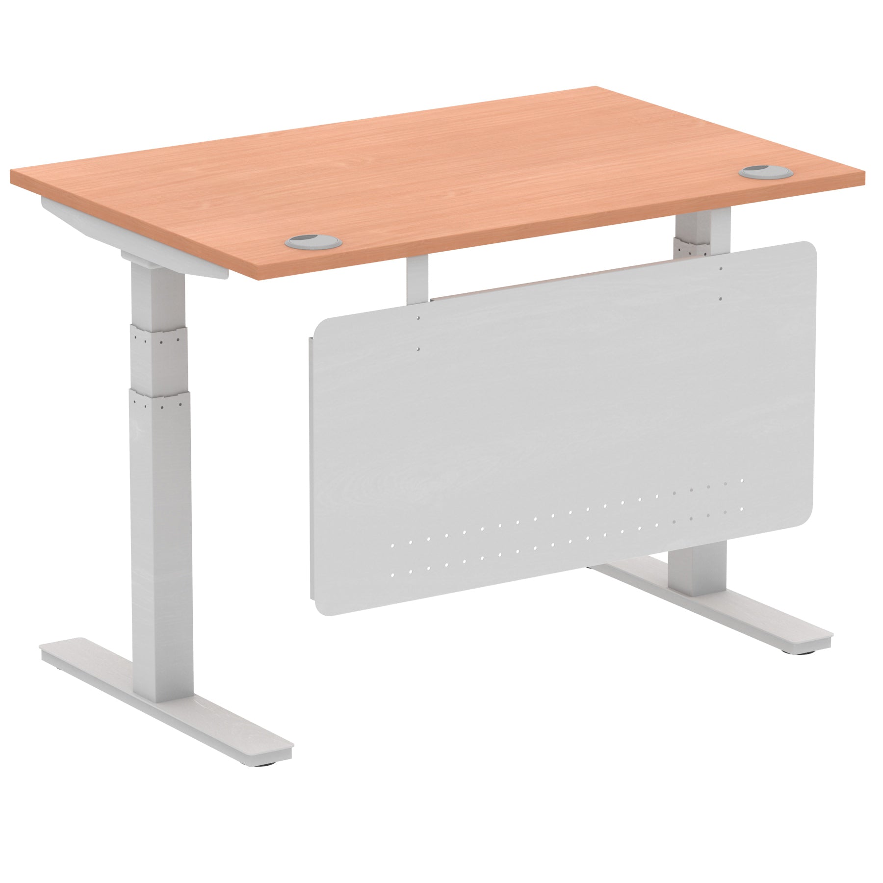 Air Height Adjustable Desk with Cable Ports & Steel Modesty Panel, 1200–1800mm, Multiple Top & Frame Colours, Durable MFC, Self Assembly, 10yr Warranty