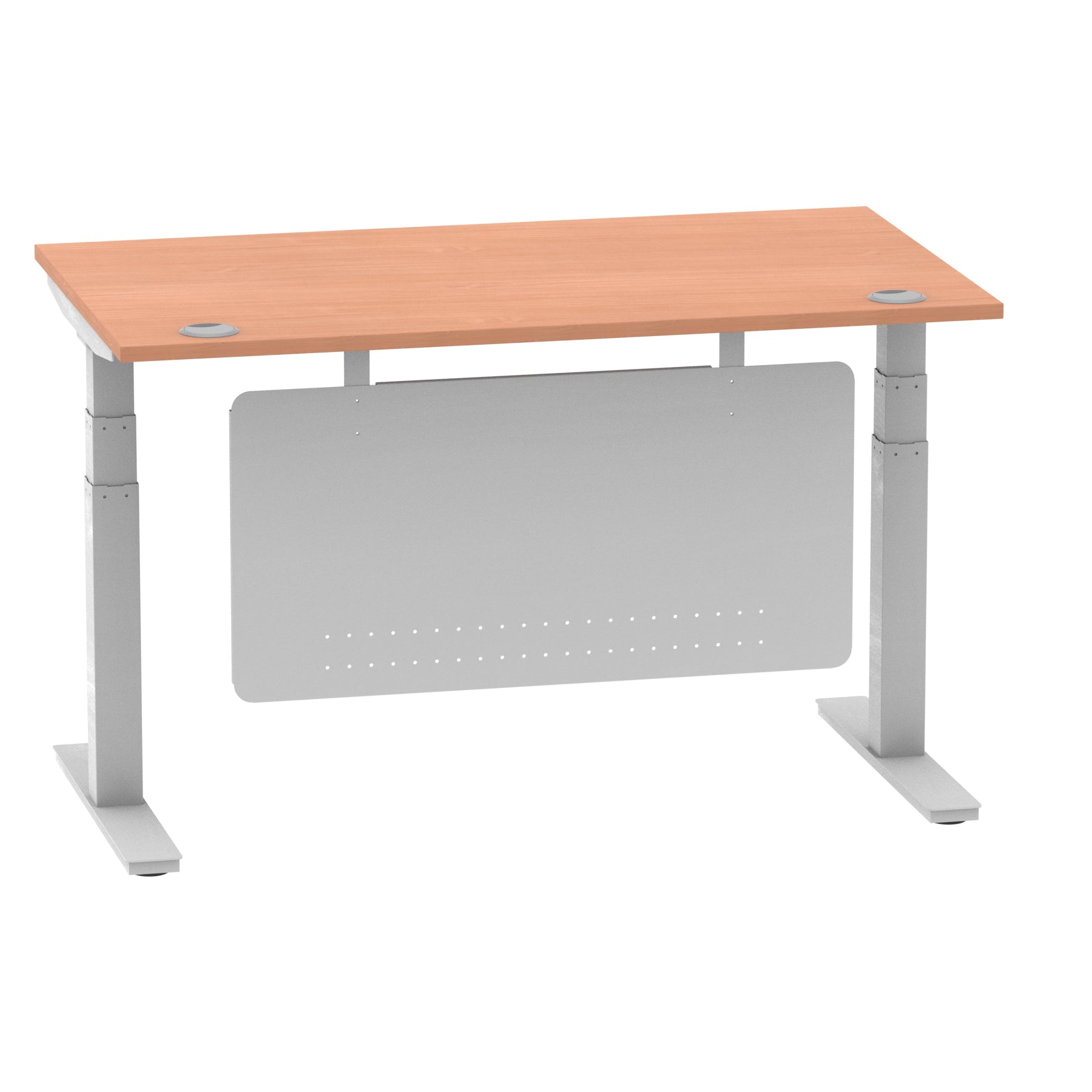 Air Height Adjustable Desk with Cable Ports & Steel Modesty Panel, 1200–1800mm, Multiple Top & Frame Colours, Durable MFC, Self Assembly, 10yr Warranty