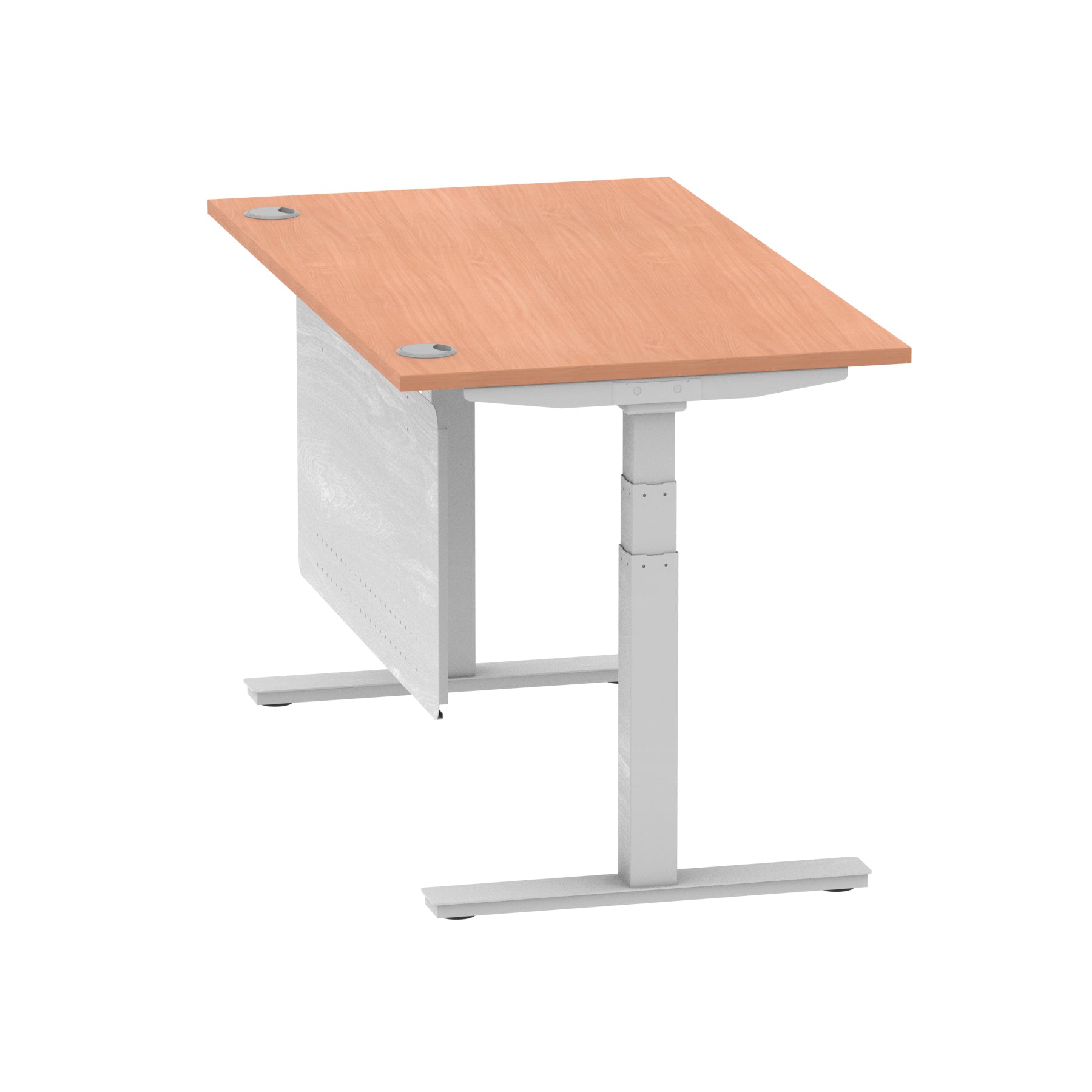 Air Height Adjustable Desk with Cable Ports & Steel Modesty Panel, 1200–1800mm, Multiple Top & Frame Colours, Durable MFC, Self Assembly, 10yr Warranty