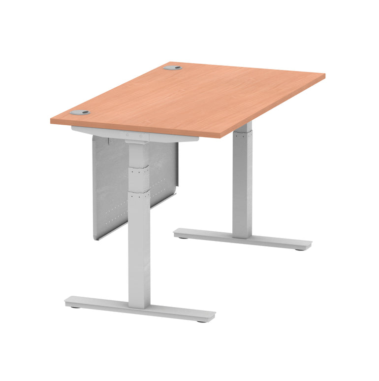 Air Height Adjustable Desk with Cable Ports & Steel Modesty Panel, 1200–1800mm, Multiple Top & Frame Colours, Durable MFC, Self Assembly, 10yr Warranty