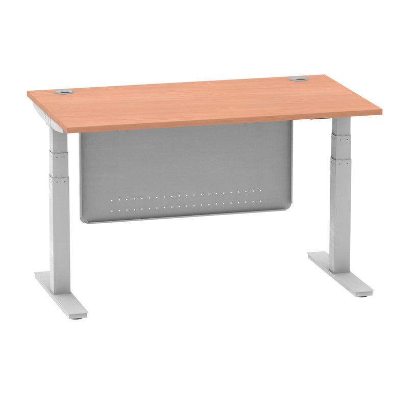Air Height Adjustable Desk with Cable Ports & Steel Modesty Panel, 1200–1800mm, Multiple Top & Frame Colours, Durable MFC, Self Assembly, 10yr Warranty