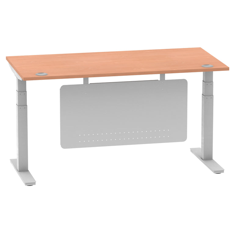 Air Height Adjustable Desk with Cable Ports & Steel Modesty Panel, 1200–1800mm, Multiple Top & Frame Colours, Durable MFC, Self Assembly, 10yr Warranty