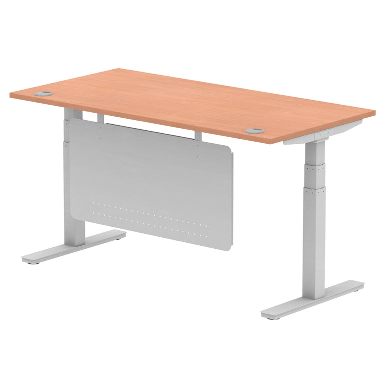 Air Height Adjustable Desk with Cable Ports & Steel Modesty Panel, 1200–1800mm, Multiple Top & Frame Colours, Durable MFC, Self Assembly, 10yr Warranty