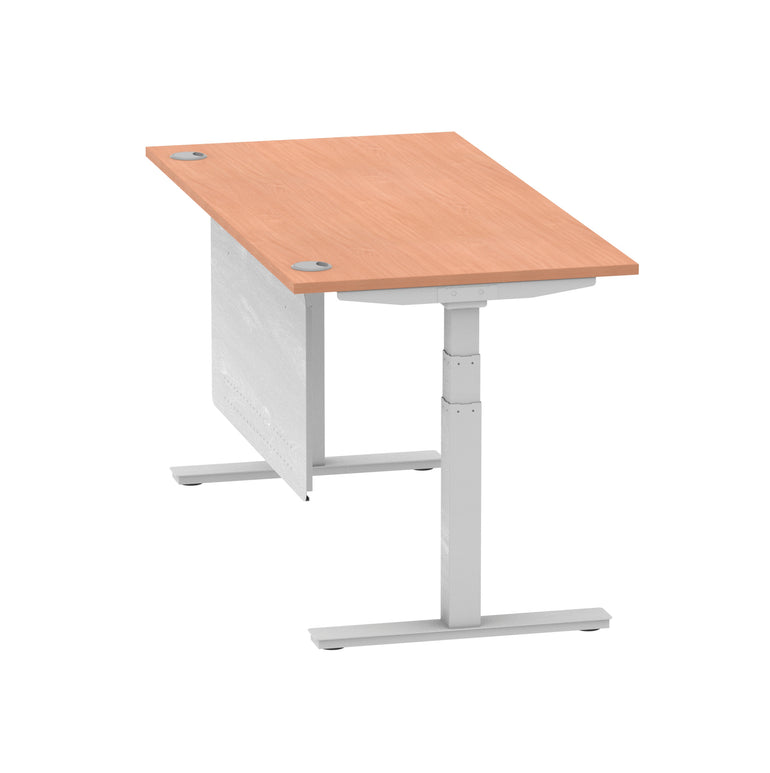 Air Height Adjustable Desk with Cable Ports & Steel Modesty Panel, 1200–1800mm, Multiple Top & Frame Colours, Durable MFC, Self Assembly, 10yr Warranty
