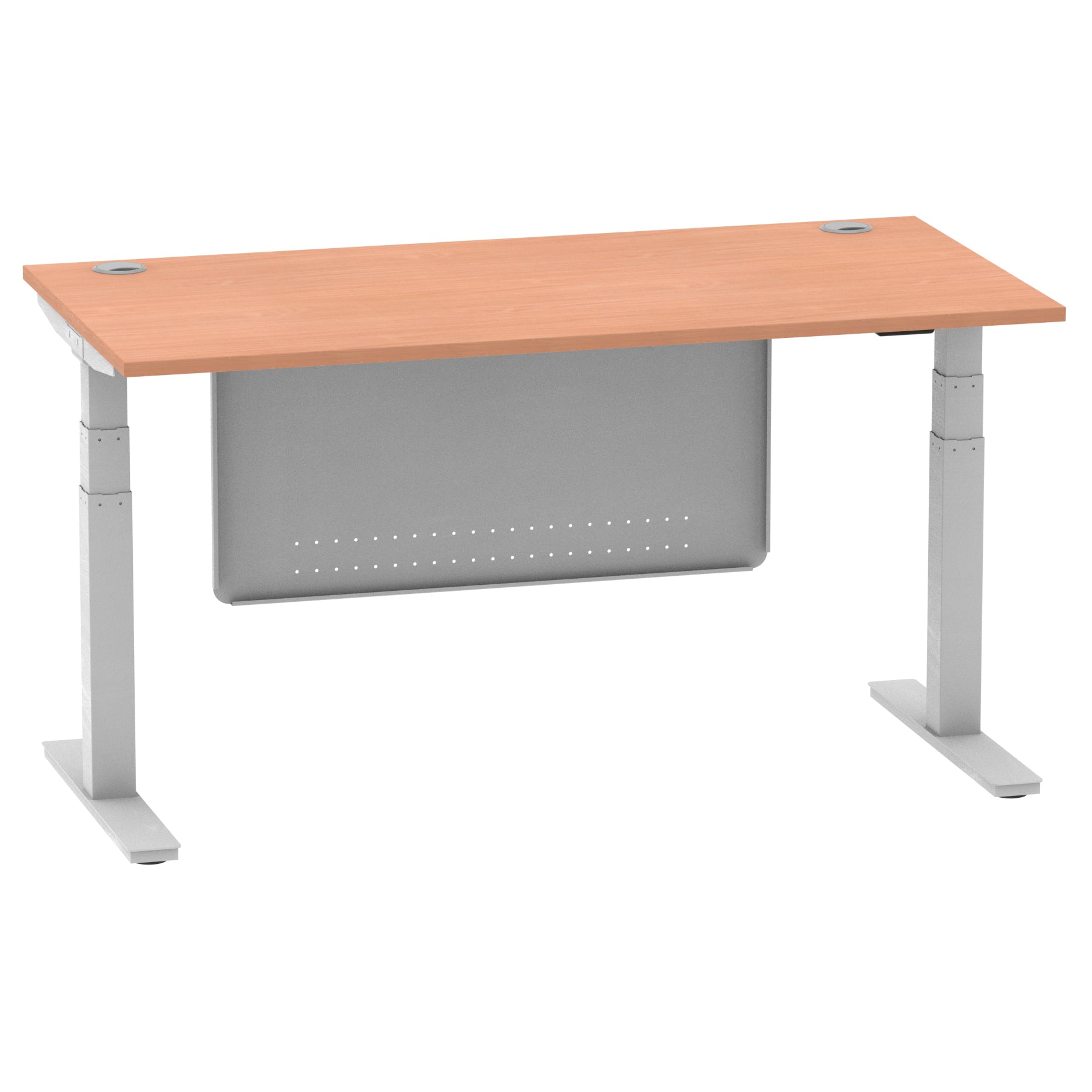 Air Height Adjustable Desk with Cable Ports & Steel Modesty Panel, 1200–1800mm, Multiple Top & Frame Colours, Durable MFC, Self Assembly, 10yr Warranty