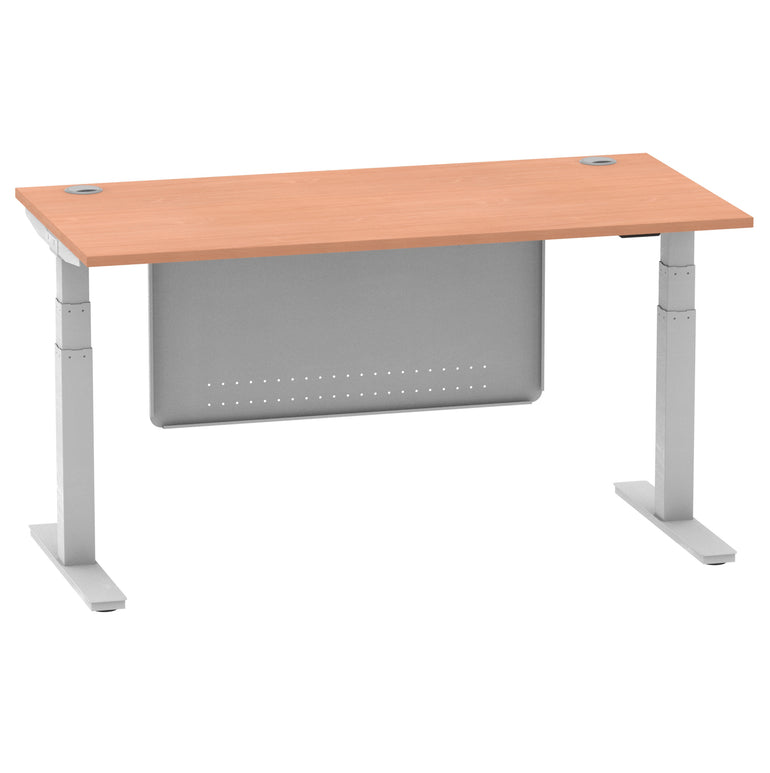 Air Height Adjustable Desk with Cable Ports & Steel Modesty Panel, 1200–1800mm, Multiple Top & Frame Colours, Durable MFC, Self Assembly, 10yr Warranty