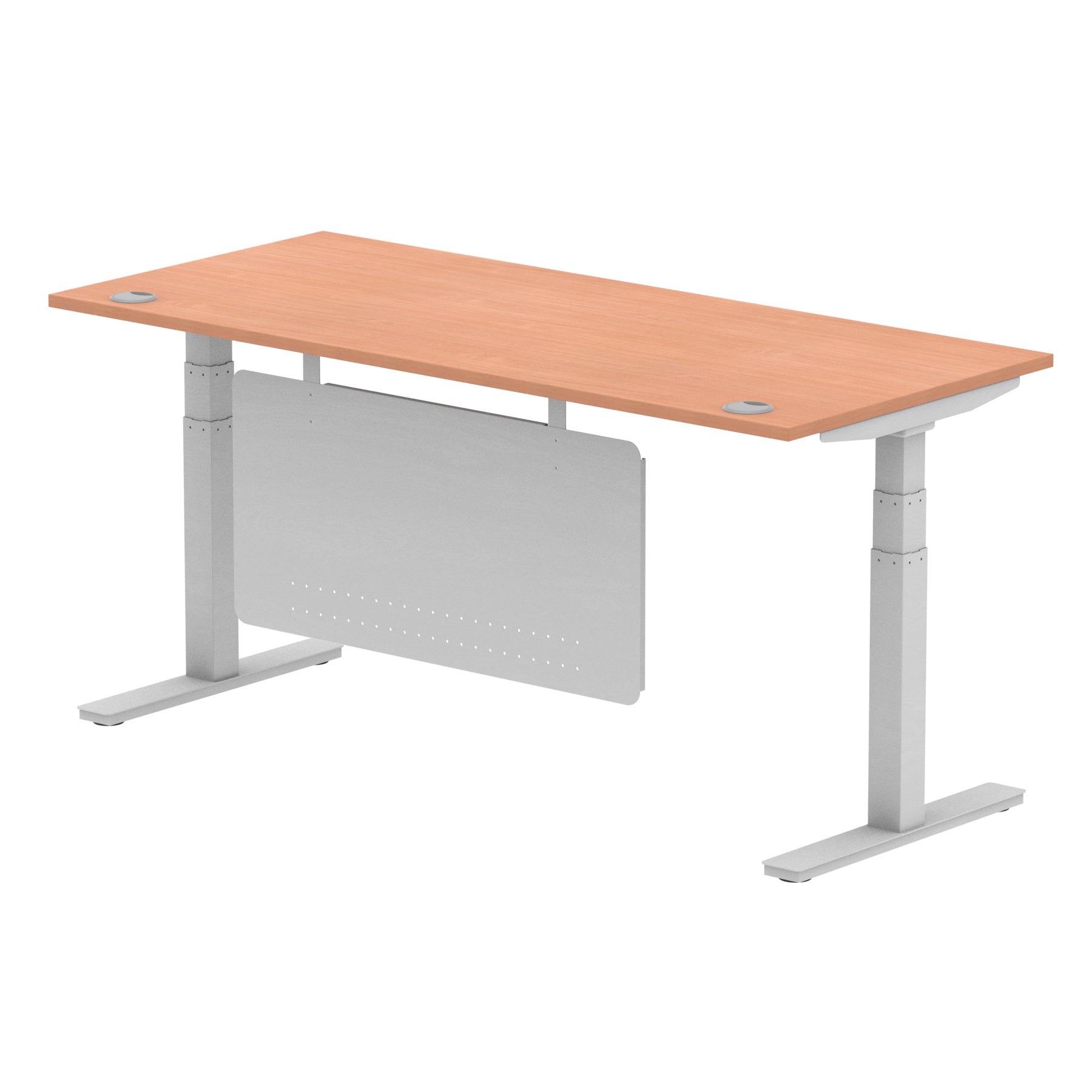 Air Height Adjustable Desk with Cable Ports & Steel Modesty Panel, 1200–1800mm, Multiple Top & Frame Colours, Durable MFC, Self Assembly, 10yr Warranty