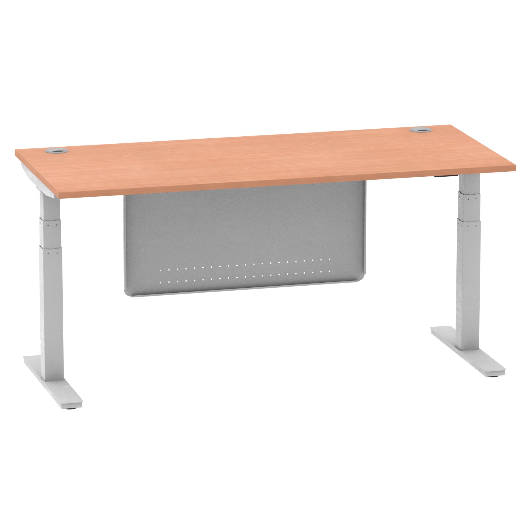 Air Height Adjustable Desk with Cable Ports & Steel Modesty Panel, 1200–1800mm, Multiple Top & Frame Colours, Durable MFC, Self Assembly, 10yr Warranty