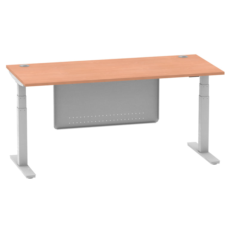 Air Height Adjustable Desk with Cable Ports & Steel Modesty Panel, 1200–1800mm, Multiple Top & Frame Colours, Durable MFC, Self Assembly, 10yr Warranty