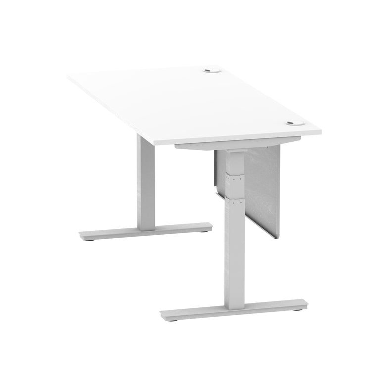 Air Height Adjustable Desk with Cable Ports & Steel Modesty Panel, 1200–1800mm, Multiple Top & Frame Colours, Durable MFC, Self Assembly, 10yr Warranty