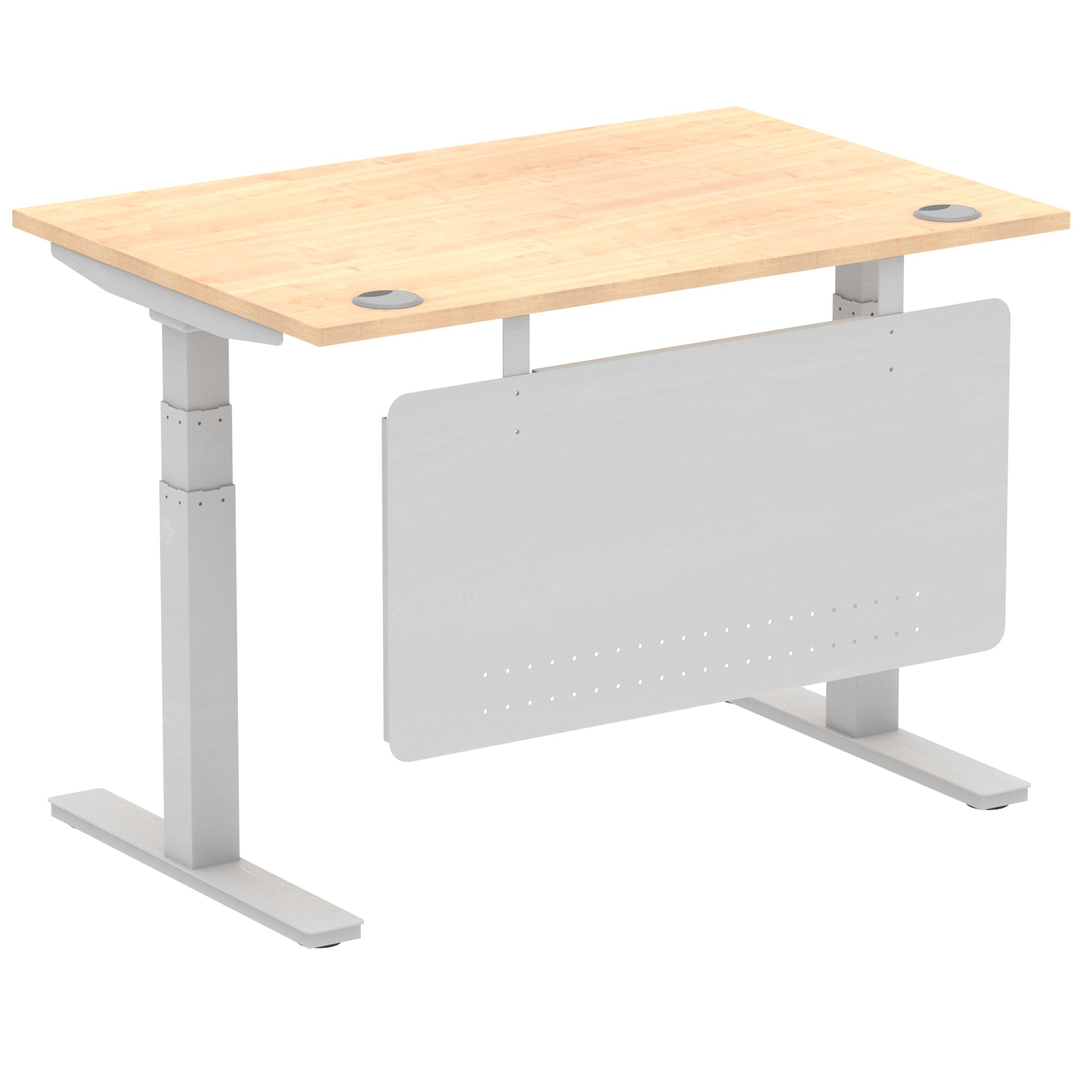 Air Height Adjustable Desk with Cable Ports & Steel Modesty Panel, 1200–1800mm, Multiple Top & Frame Colours, Durable MFC, Self Assembly, 10yr Warranty