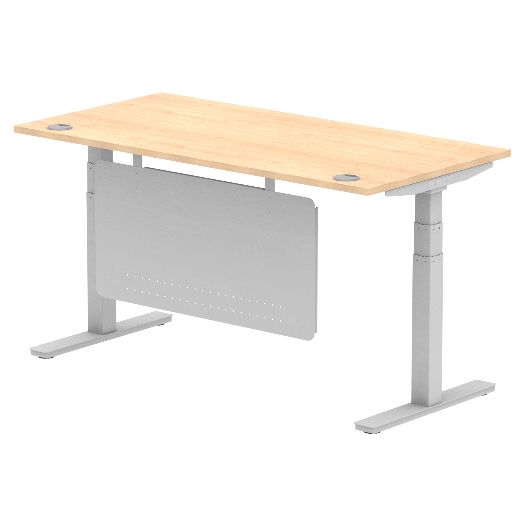 Air Height Adjustable Desk with Cable Ports & Steel Modesty Panel, 1200–1800mm, Multiple Top & Frame Colours, Durable MFC, Self Assembly, 10yr Warranty