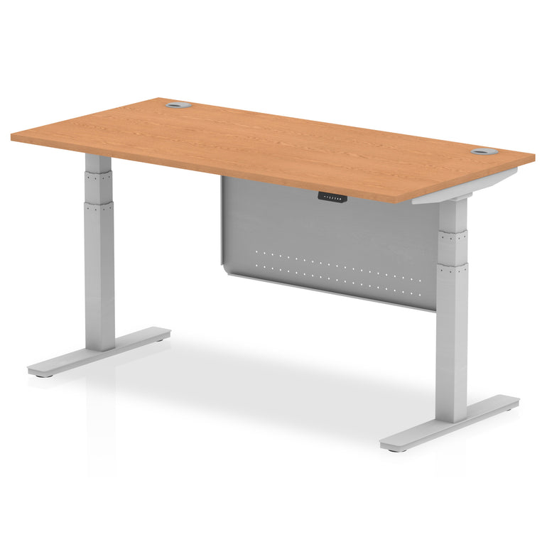 Air Height Adjustable Desk with Cable Ports & Steel Modesty Panel, 1200–1800mm, Multiple Top & Frame Colours, Durable MFC, Self Assembly, 10yr Warranty