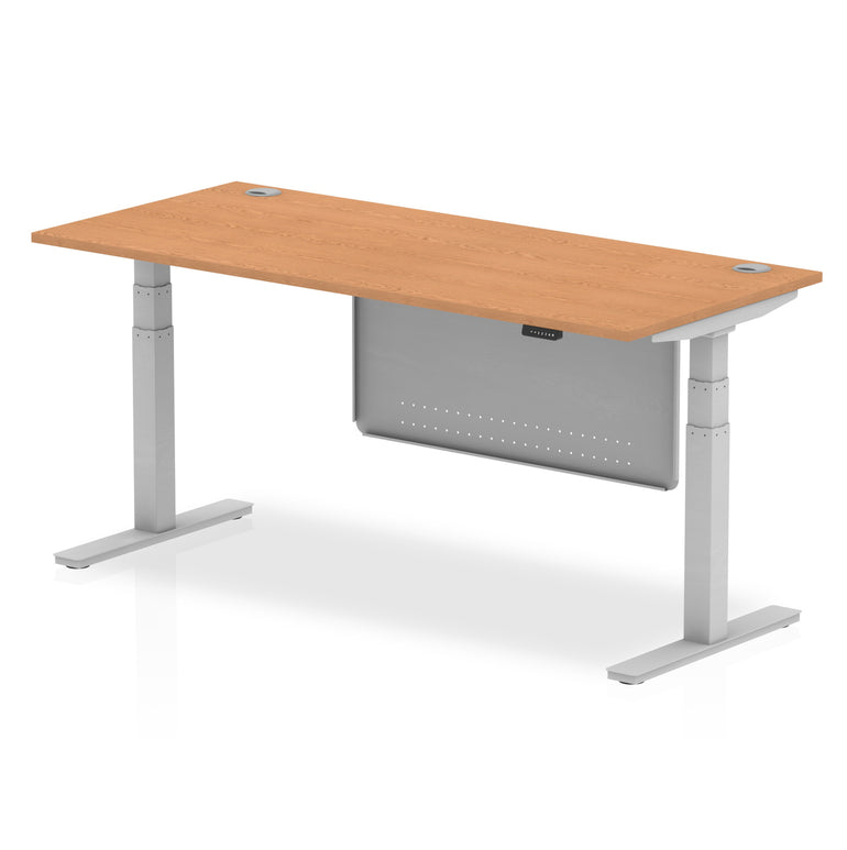 Air Height Adjustable Desk with Cable Ports & Steel Modesty Panel, 1200–1800mm, Multiple Top & Frame Colours, Durable MFC, Self Assembly, 10yr Warranty