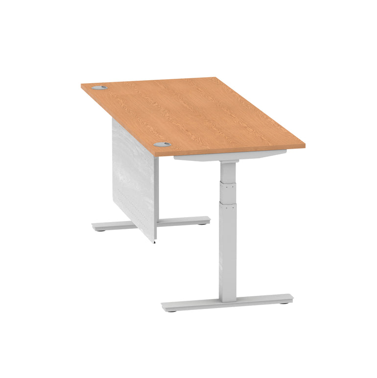 Air Height Adjustable Desk with Cable Ports & Steel Modesty Panel, 1200–1800mm, Multiple Top & Frame Colours, Durable MFC, Self Assembly, 10yr Warranty