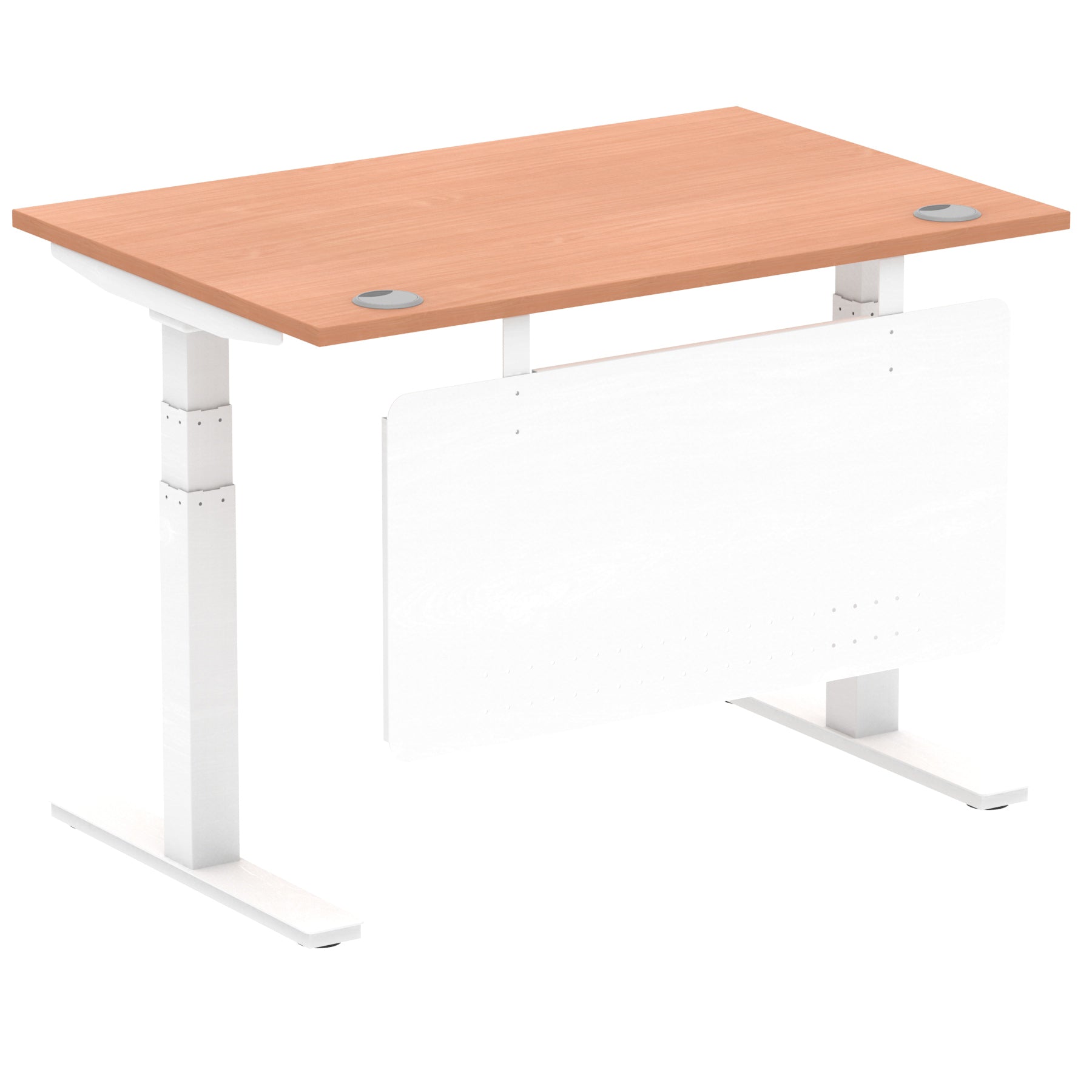 Air Height Adjustable Desk with Cable Ports & Steel Modesty Panel, 1200–1800mm, Multiple Top & Frame Colours, Durable MFC, Self Assembly, 10yr Warranty