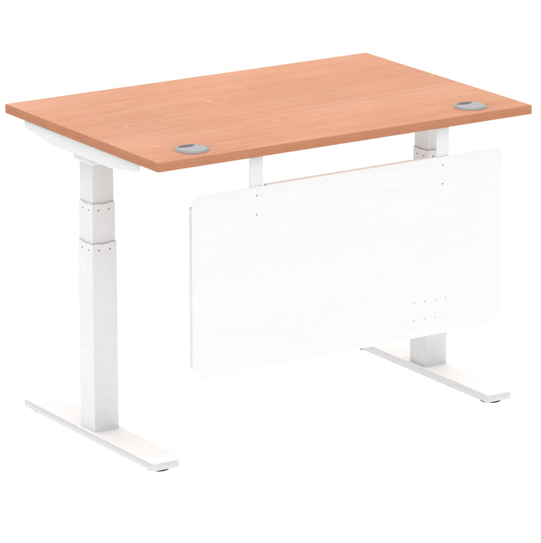 Air Height Adjustable Desk with Cable Ports & Steel Modesty Panel, 1200–1800mm, Multiple Top & Frame Colours, Durable MFC, Self Assembly, 10yr Warranty