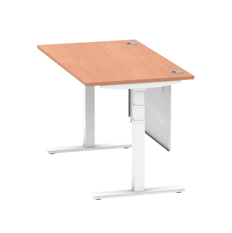 Air Height Adjustable Desk with Cable Ports & Steel Modesty Panel, 1200–1800mm, Multiple Top & Frame Colours, Durable MFC, Self Assembly, 10yr Warranty