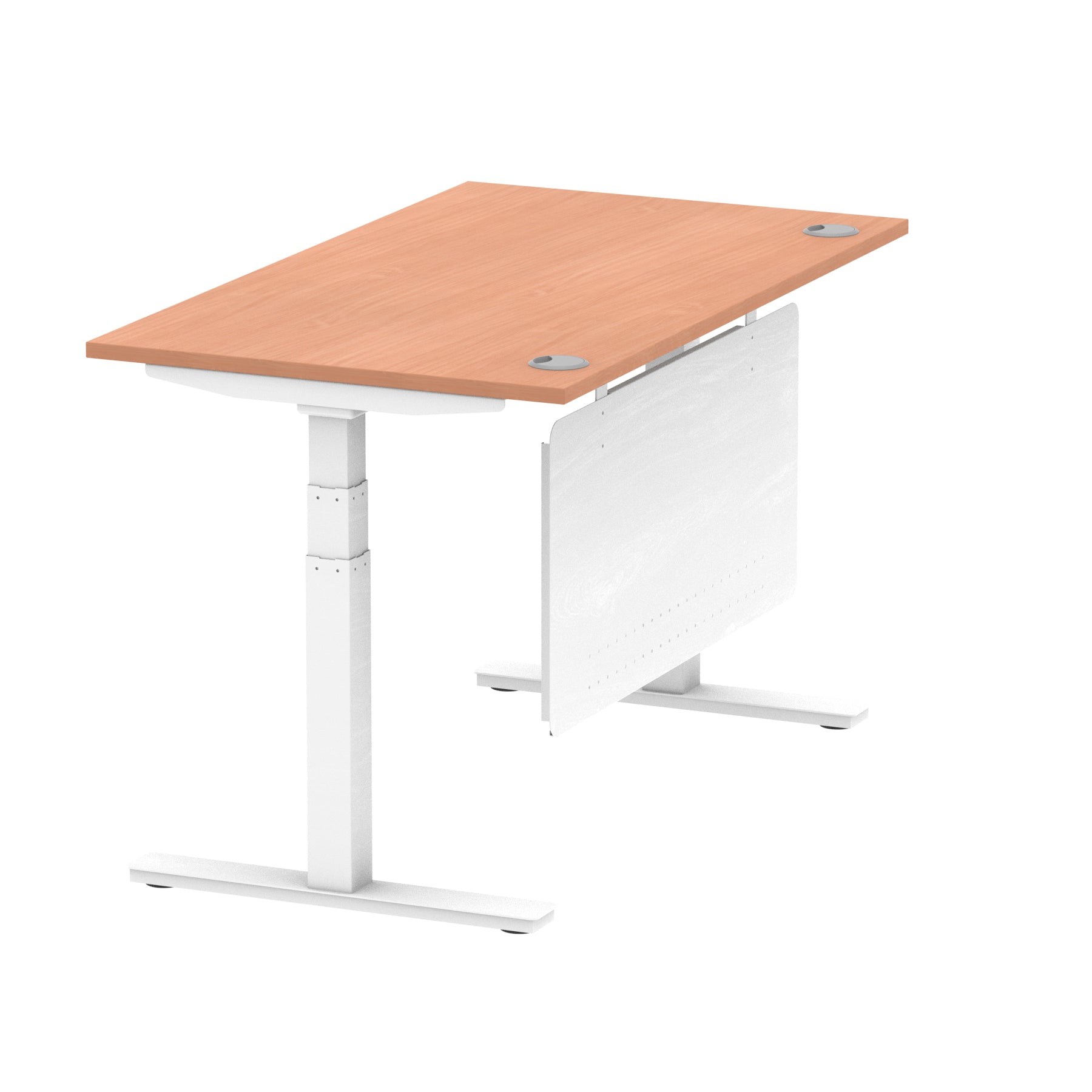 Air Height Adjustable Desk with Cable Ports & Steel Modesty Panel, 1200–1800mm, Multiple Top & Frame Colours, Durable MFC, Self Assembly, 10yr Warranty
