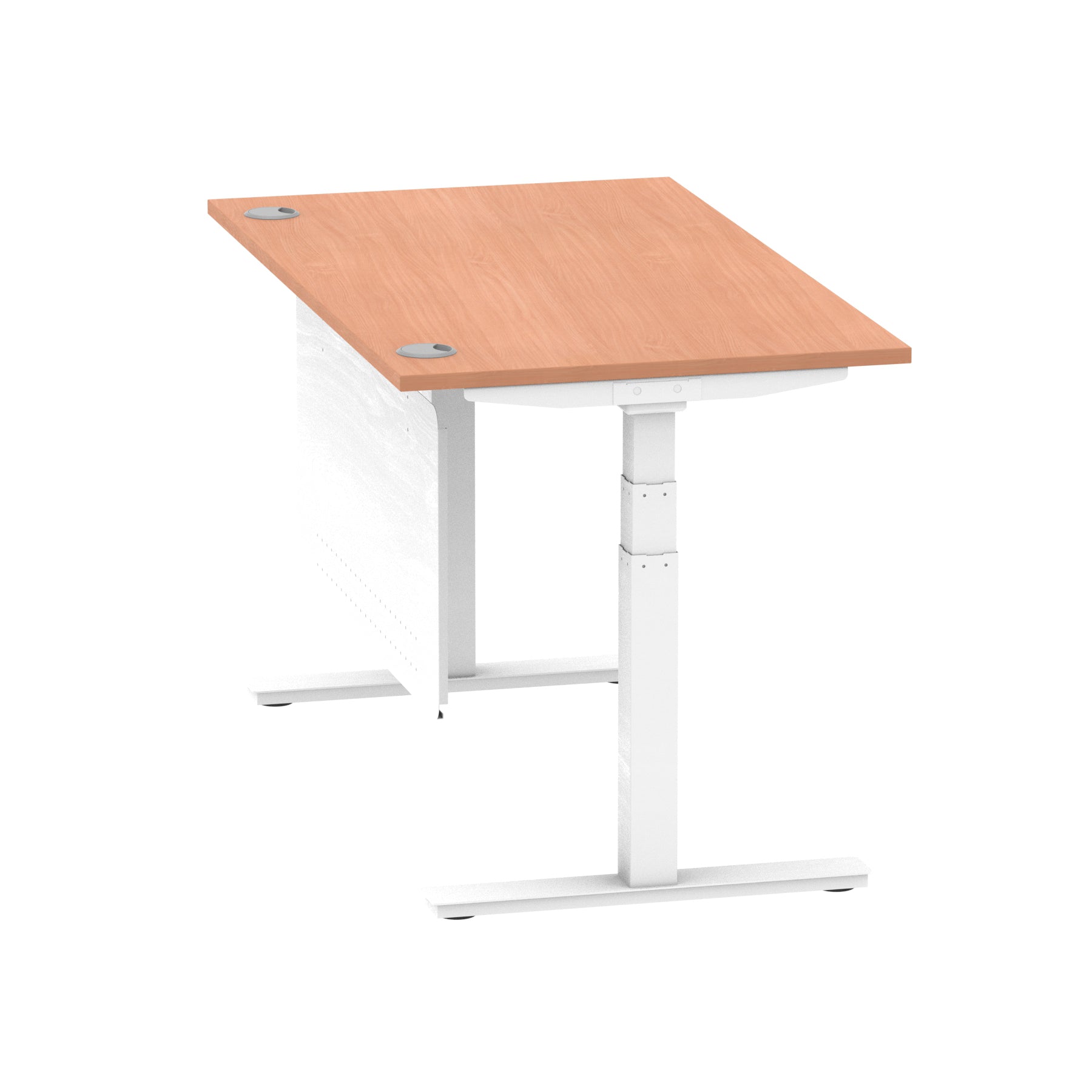 Air Height Adjustable Desk with Cable Ports & Steel Modesty Panel, 1200–1800mm, Multiple Top & Frame Colours, Durable MFC, Self Assembly, 10yr Warranty