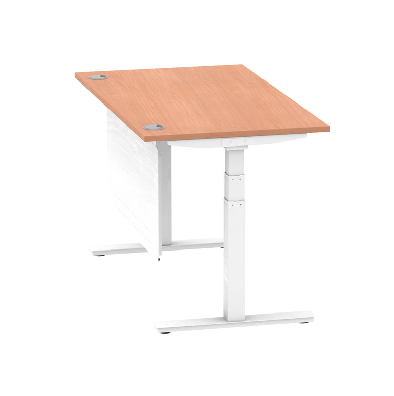 Air Height Adjustable Desk with Cable Ports & Steel Modesty Panel, 1200–1800mm, Multiple Top & Frame Colours, Durable MFC, Self Assembly, 10yr Warranty