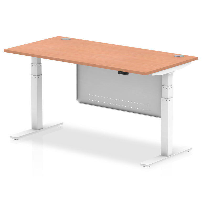 Air Height Adjustable Desk with Cable Ports & Steel Modesty Panel, 1200–1800mm, Multiple Top & Frame Colours, Durable MFC, Self Assembly, 10yr Warranty