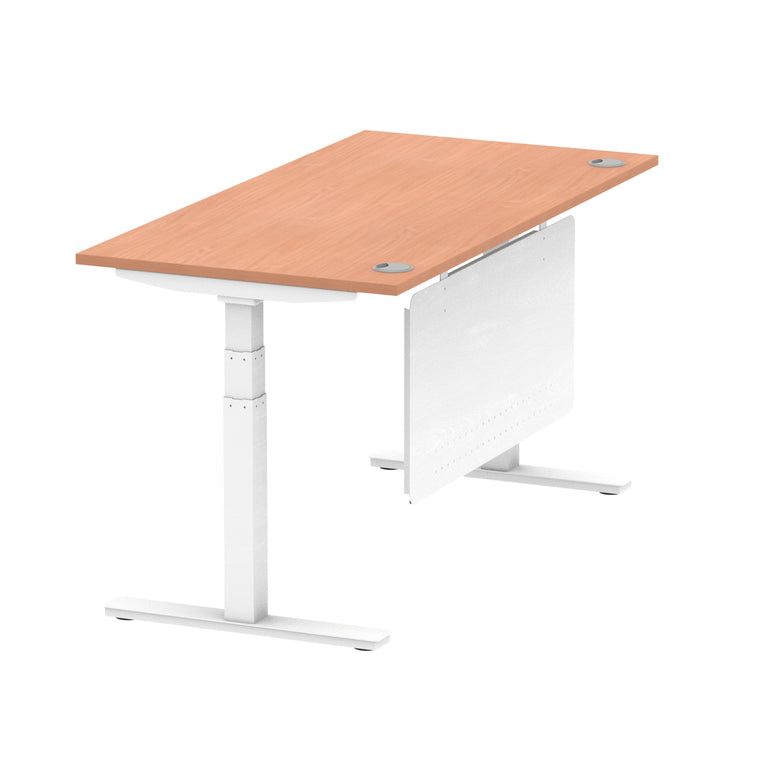 Air Height Adjustable Desk with Cable Ports & Steel Modesty Panel, 1200–1800mm, Multiple Top & Frame Colours, Durable MFC, Self Assembly, 10yr Warranty