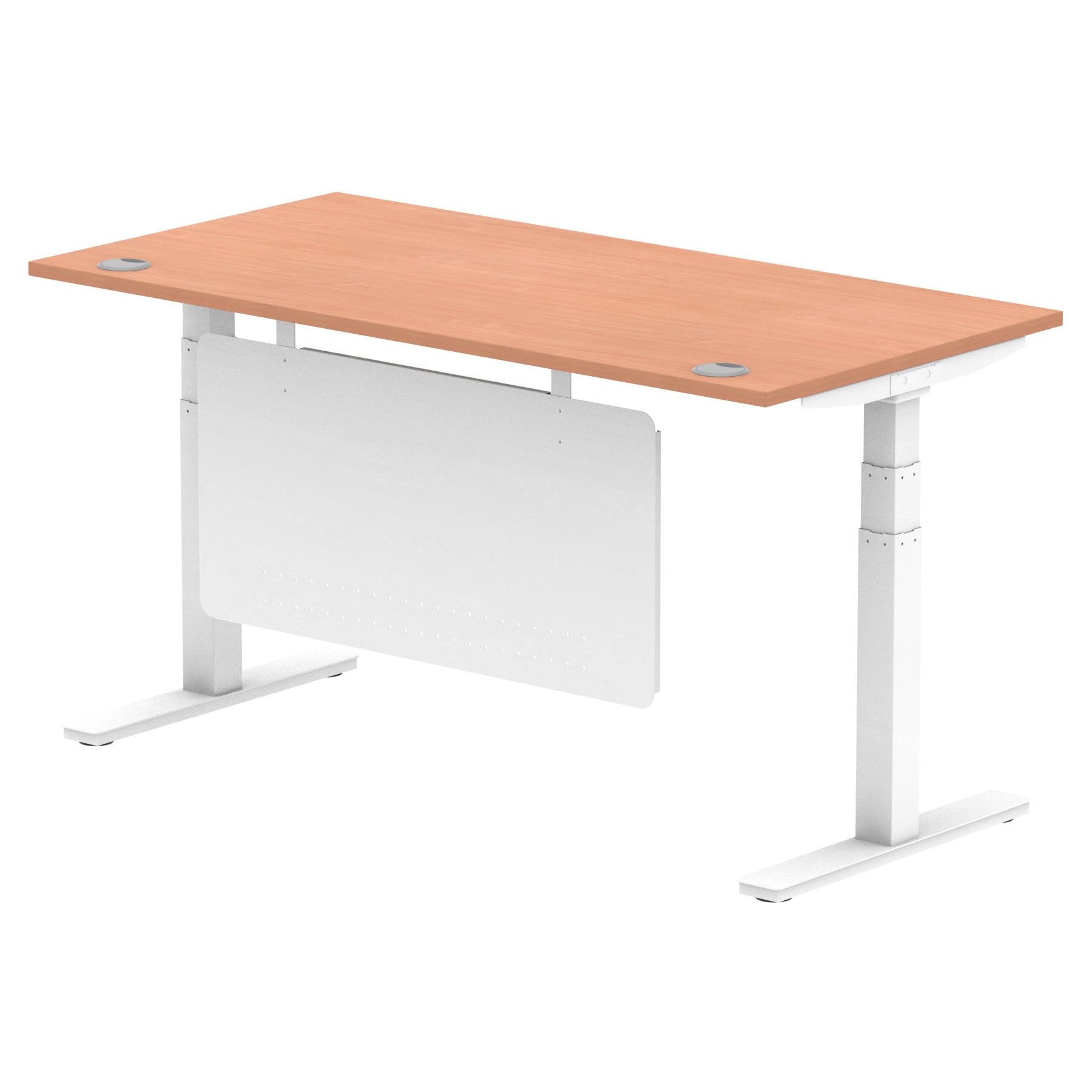 Air Height Adjustable Desk with Cable Ports & Steel Modesty Panel, 1200–1800mm, Multiple Top & Frame Colours, Durable MFC, Self Assembly, 10yr Warranty