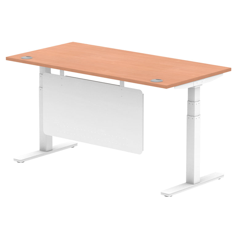 Air Height Adjustable Desk with Cable Ports & Steel Modesty Panel, 1200–1800mm, Multiple Top & Frame Colours, Durable MFC, Self Assembly, 10yr Warranty