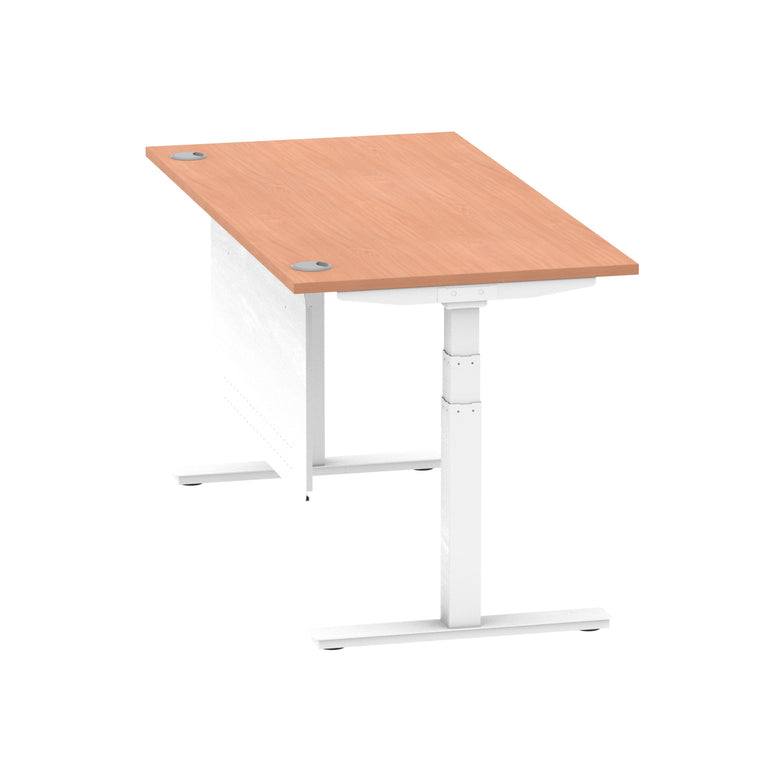 Air Height Adjustable Desk with Cable Ports & Steel Modesty Panel, 1200–1800mm, Multiple Top & Frame Colours, Durable MFC, Self Assembly, 10yr Warranty