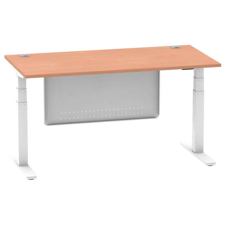 Air Height Adjustable Desk with Cable Ports & Steel Modesty Panel, 1200–1800mm, Multiple Top & Frame Colours, Durable MFC, Self Assembly, 10yr Warranty