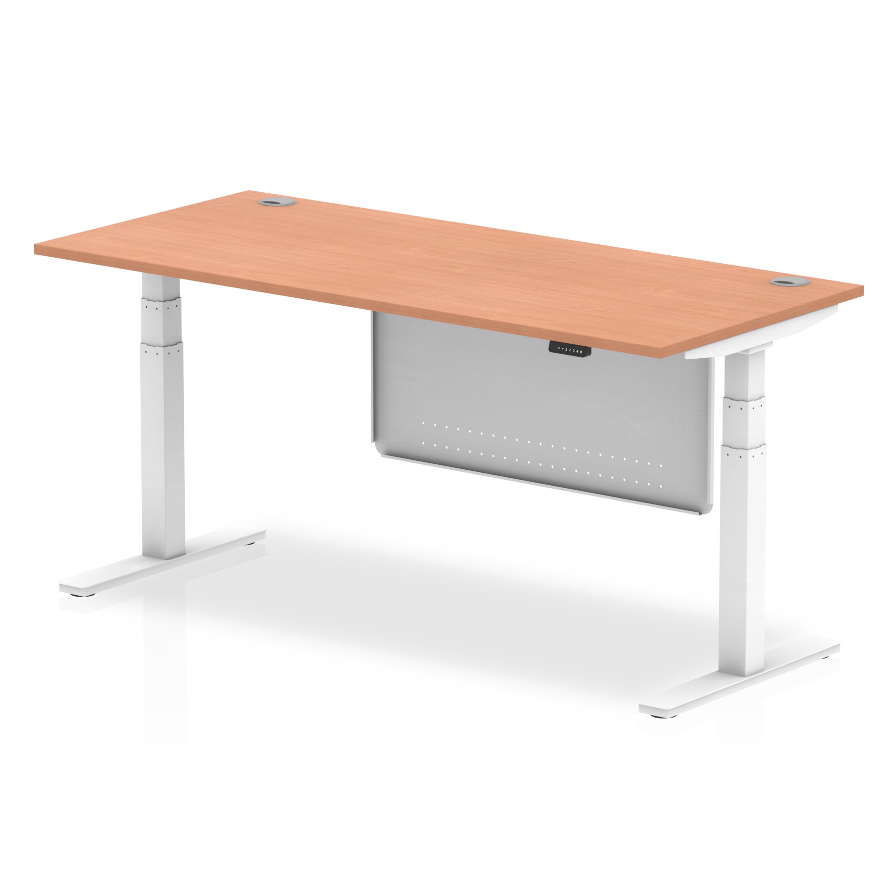 Air Height Adjustable Desk with Cable Ports & Steel Modesty Panel, 1200–1800mm, Multiple Top & Frame Colours, Durable MFC, Self Assembly, 10yr Warranty