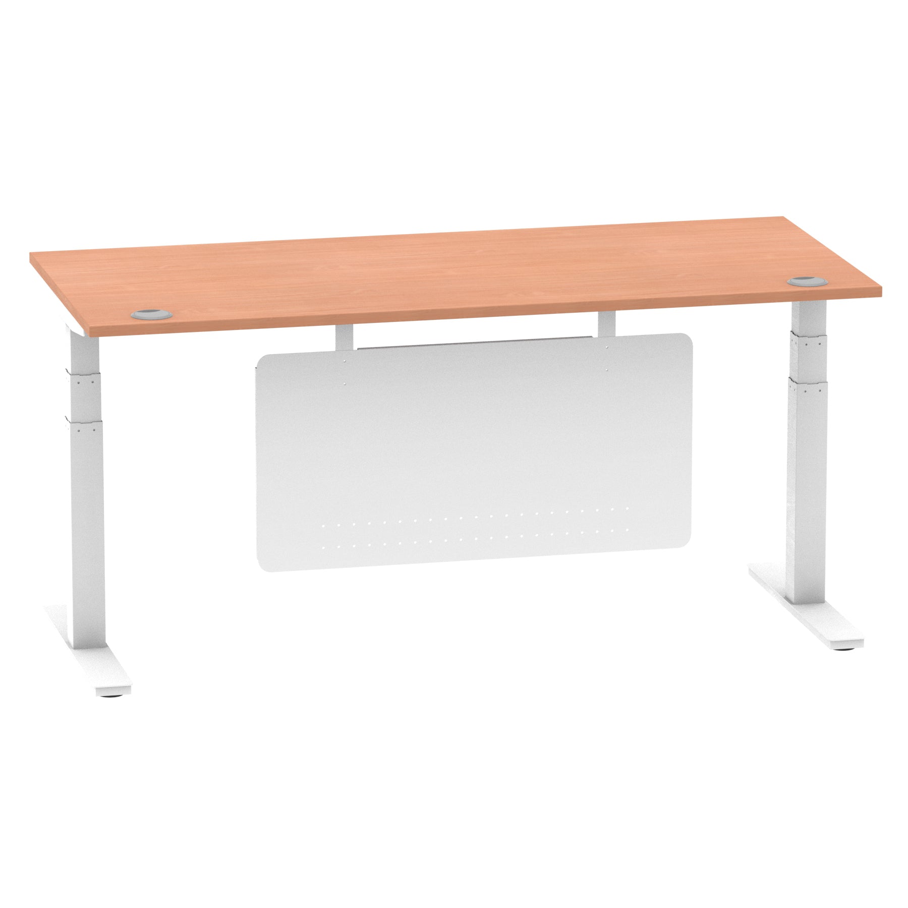 Air Height Adjustable Desk with Cable Ports & Steel Modesty Panel, 1200–1800mm, Multiple Top & Frame Colours, Durable MFC, Self Assembly, 10yr Warranty