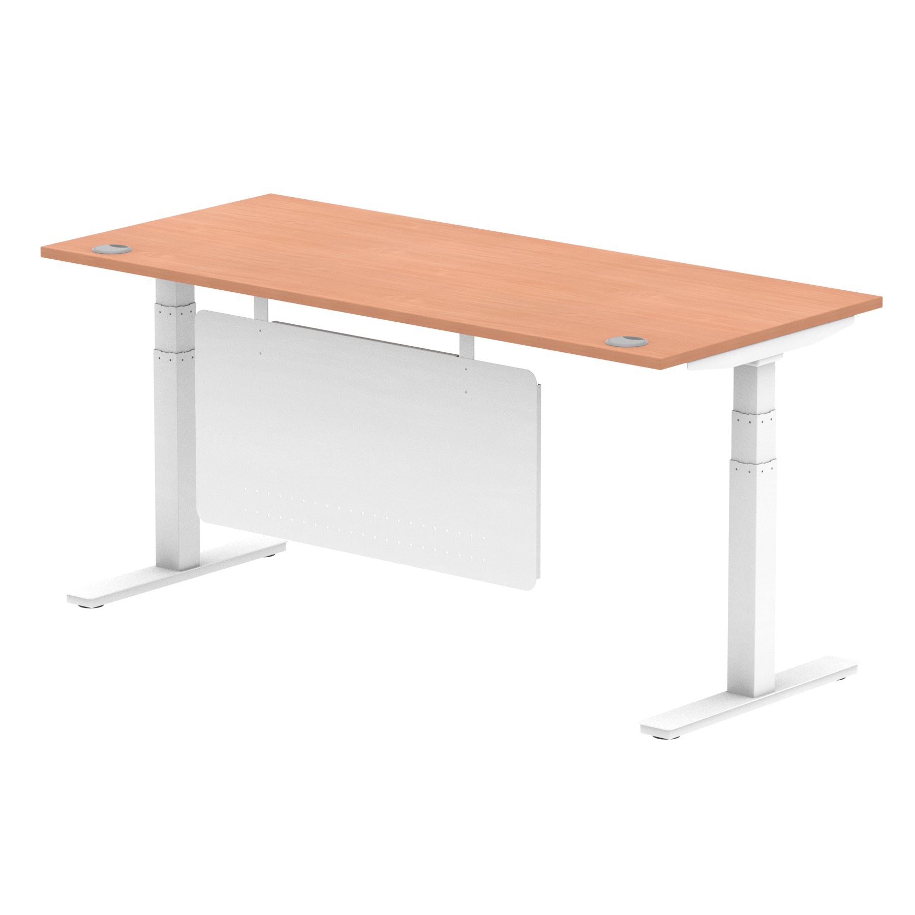 Air Height Adjustable Desk with Cable Ports & Steel Modesty Panel, 1200–1800mm, Multiple Top & Frame Colours, Durable MFC, Self Assembly, 10yr Warranty