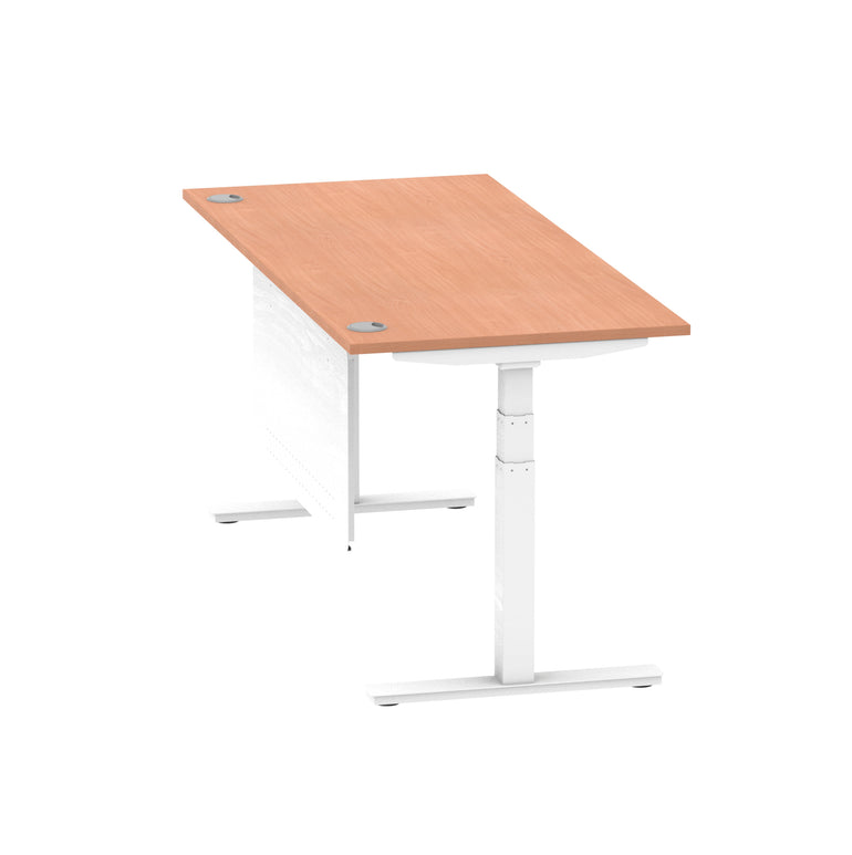 Air Height Adjustable Desk with Cable Ports & Steel Modesty Panel, 1200–1800mm, Multiple Top & Frame Colours, Durable MFC, Self Assembly, 10yr Warranty