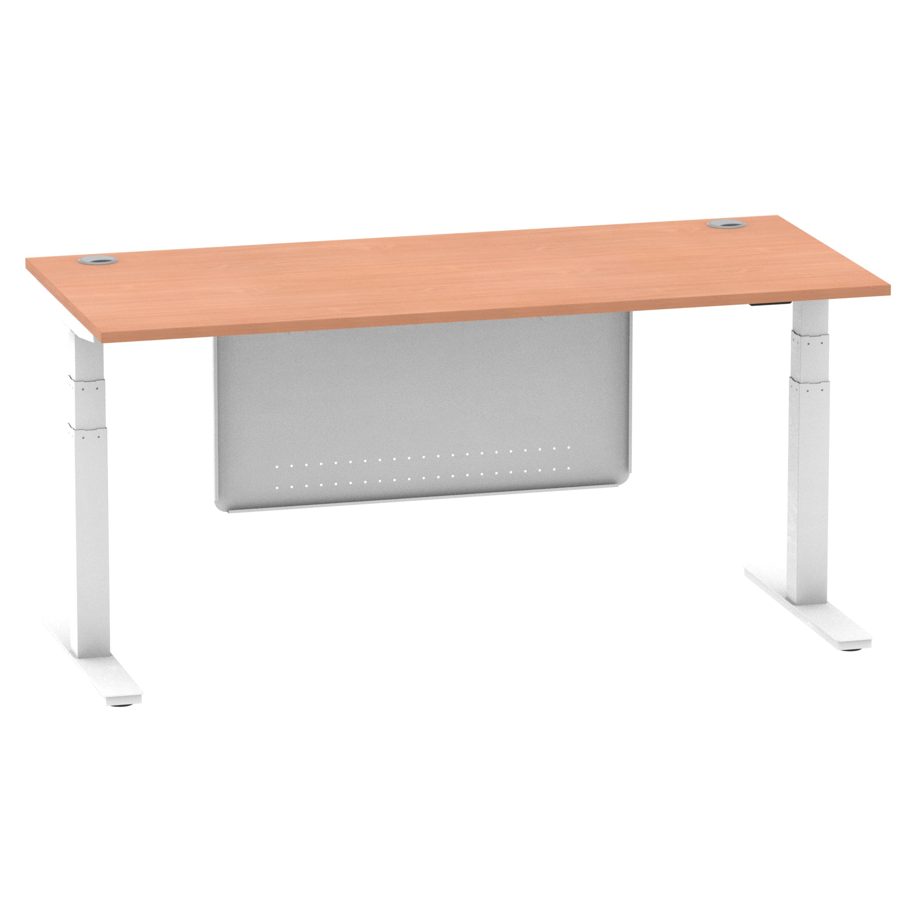 Air Height Adjustable Desk with Cable Ports & Steel Modesty Panel, 1200–1800mm, Multiple Top & Frame Colours, Durable MFC, Self Assembly, 10yr Warranty