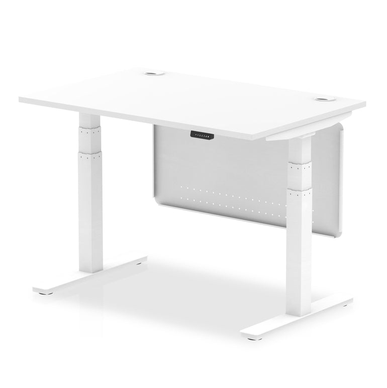 Air Height Adjustable Desk with Cable Ports & Steel Modesty Panel, 1200–1800mm, Multiple Top & Frame Colours, Durable MFC, Self Assembly, 10yr Warranty