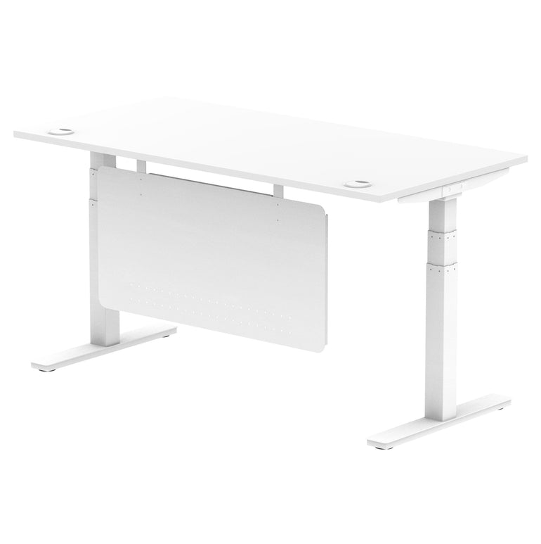Air Height Adjustable Desk with Cable Ports & Steel Modesty Panel, 1200–1800mm, Multiple Top & Frame Colours, Durable MFC, Self Assembly, 10yr Warranty