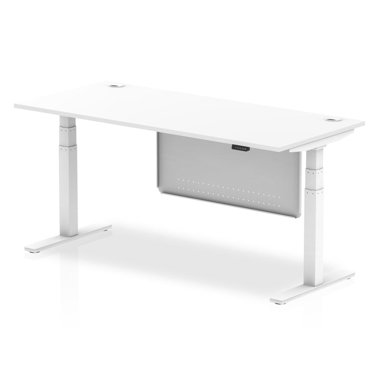 Air Height Adjustable Desk with Cable Ports & Steel Modesty Panel, 1200–1800mm, Multiple Top & Frame Colours, Durable MFC, Self Assembly, 10yr Warranty