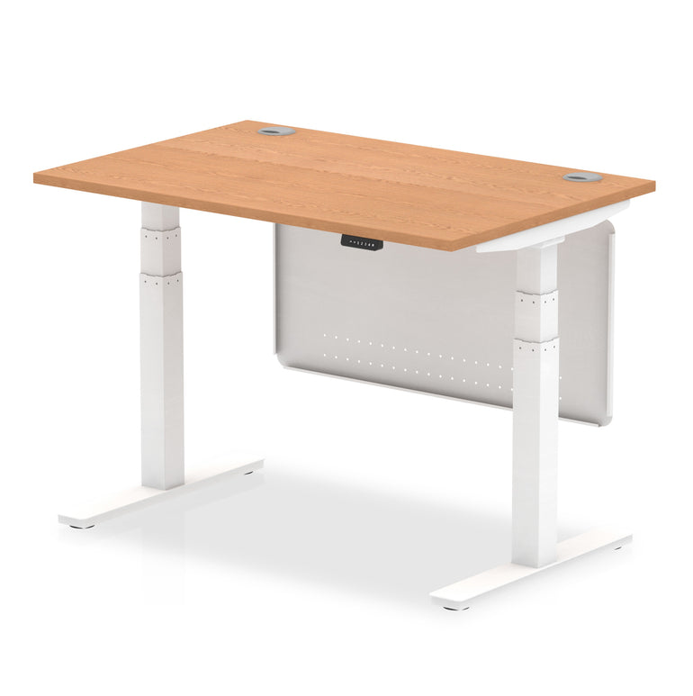 Air Height Adjustable Desk with Cable Ports & Steel Modesty Panel, 1200–1800mm, Multiple Top & Frame Colours, Durable MFC, Self Assembly, 10yr Warranty