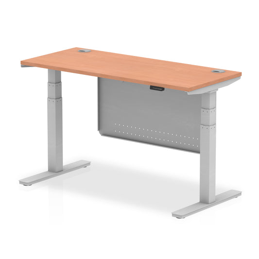 Air Height Adjustable Slimline Desk with Cable Ports & Steel Modesty Panel, 1200–1800mm, Multiple Colours & Frames, MFC, Self-Assembly, 10yr Warranty