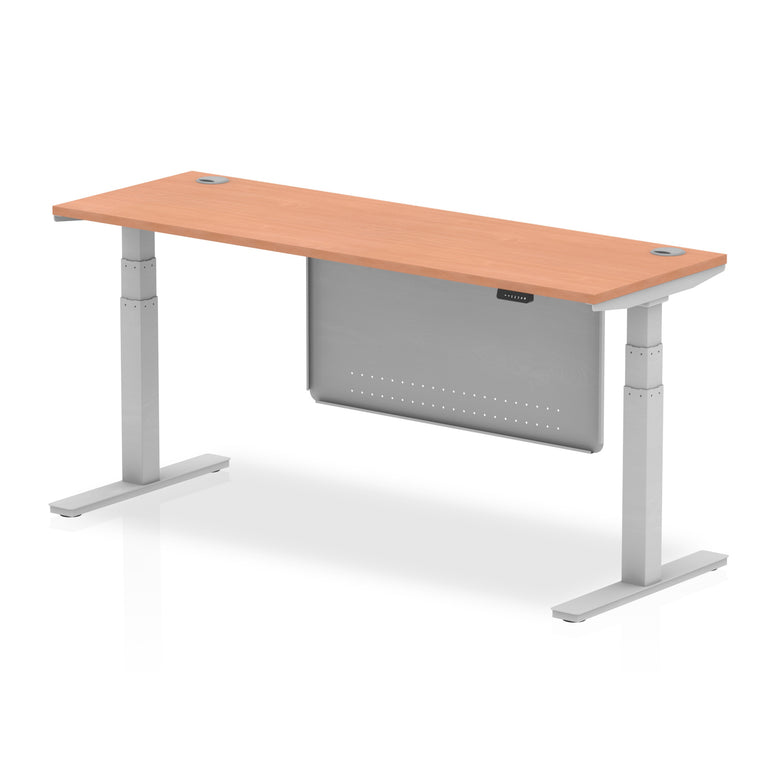 Air Height Adjustable Slimline Desk with Cable Ports & Steel Modesty Panel, 1200–1800mm, Multiple Colours & Frames, MFC, Self-Assembly, 10yr Warranty